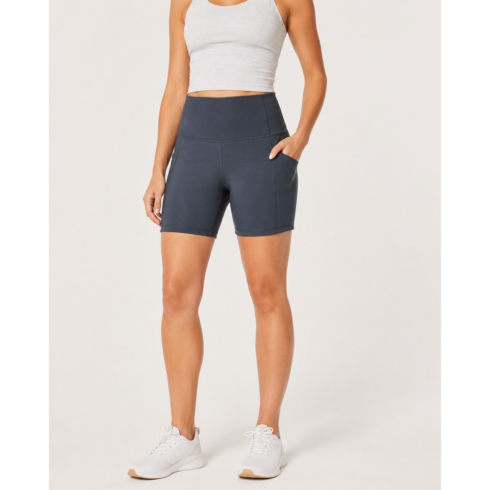 All in Motion Effortless Support High Rise 6" Gym Shorts Pockets UV Blue M